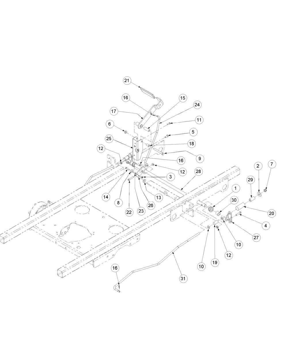 Brake Assembly Diagram and Parts List for M48-KW 53AB5DBV750-23-HP-OHV Cub Cadet Lawn Tractor